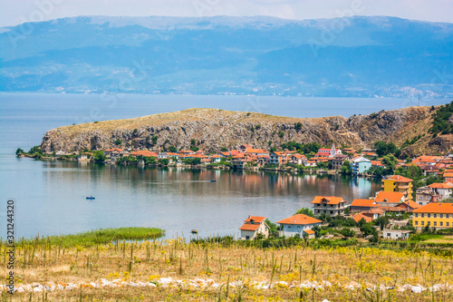 City of Lin in Albania by Ohrid Lake in summer photo