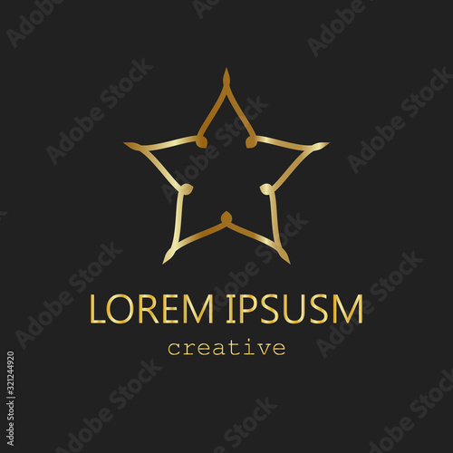 Logo star gold vector shine