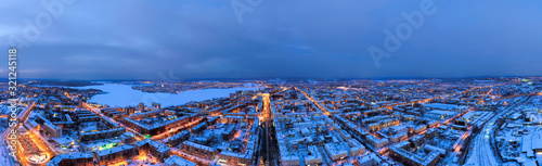 Aerial night view of the city center of Nizhny Tagil. Russia photo