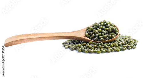 Mung beans on white background