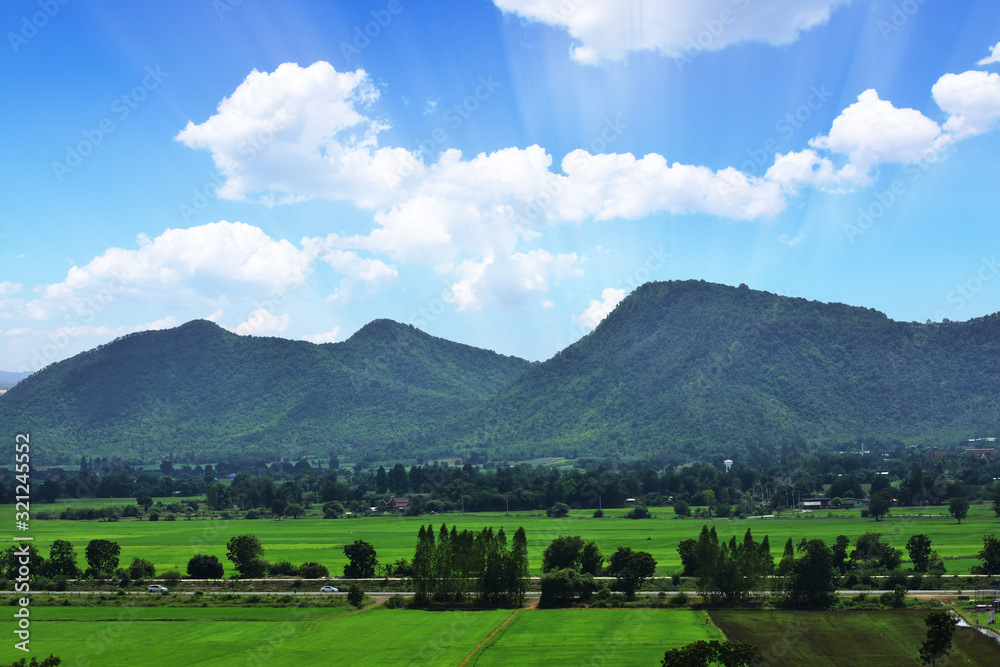 Green nature mountain sky landscape