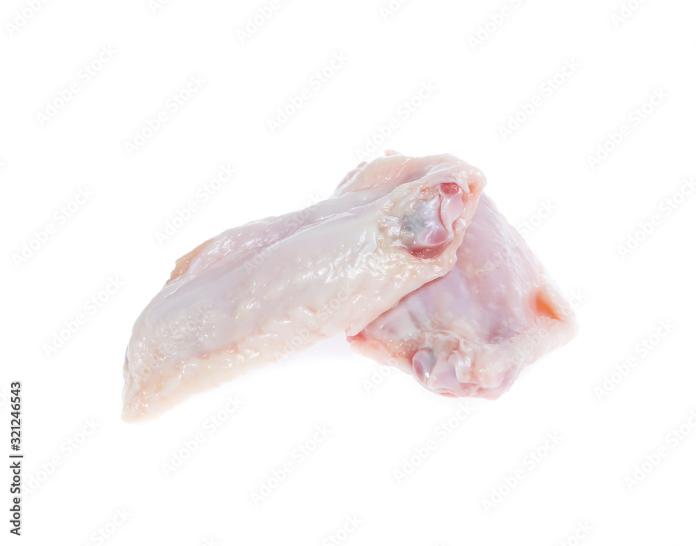 Raw chicken on cutting board on white background Raw chicken on cutting board on white background
