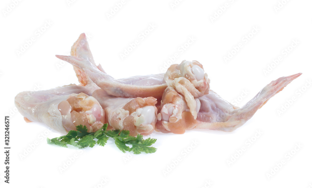 Raw chicken on cutting board on white background Raw chicken on cutting board on white background