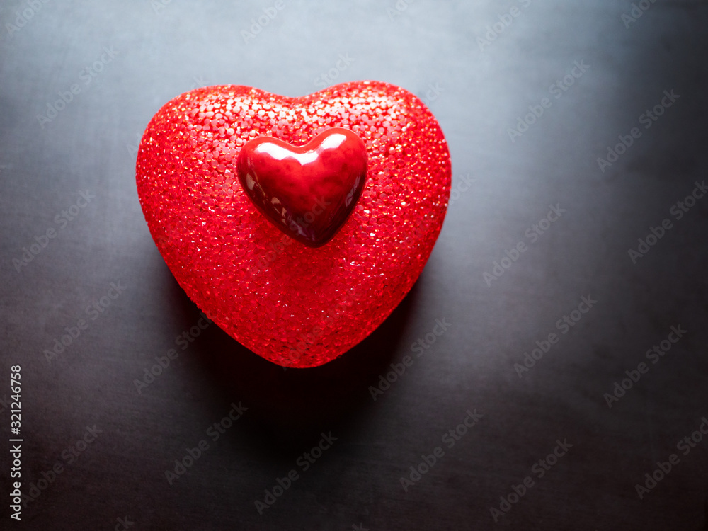 Little Red Heart on Big Red Heart St. Valentine's Day concept idea Little Red Heart on Big Red Heart St. Valentine's Day concept idea