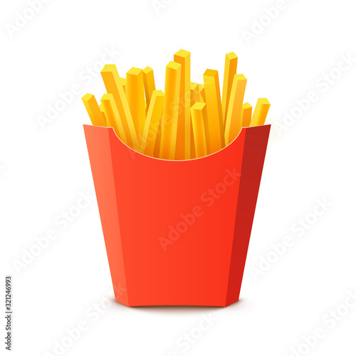 French potato pack box. Cartoon fastfood fry potato isolated illustration fast food