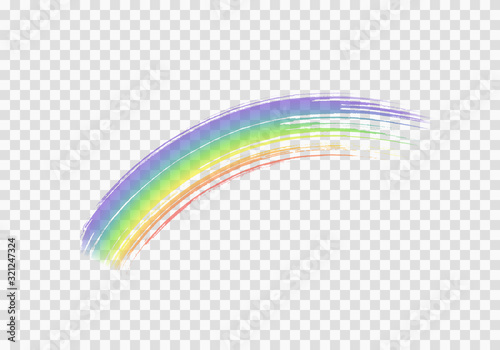 Rainbow mascara brush stroke isolated on transparent background. Colorful hand drawn scribble swatch icon. Vector homosexual pride symbol..