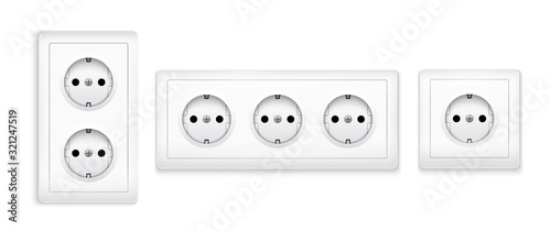 Power socket outlet wall plug icon. Electric round eu power socket illustration photo