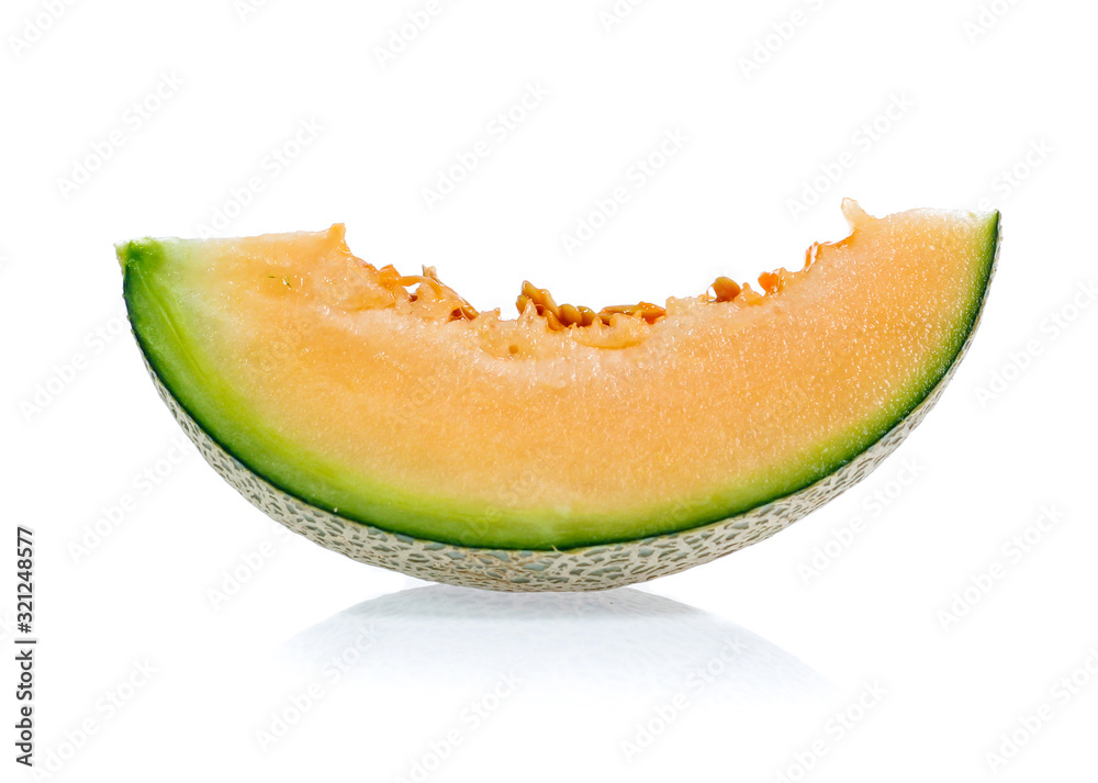 cantaloupe melon slices isolated on white background cantaloupe melon slices isolated on white background