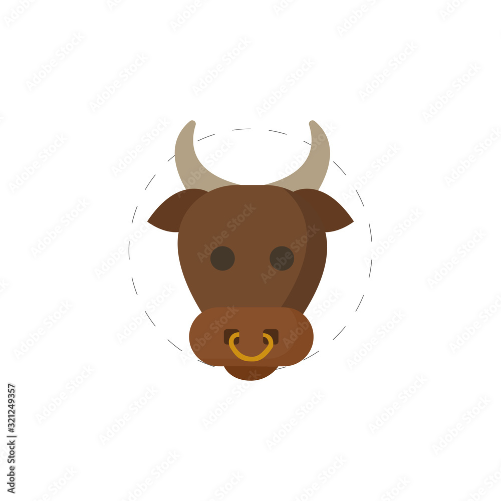 bull head vector flat illustration icon