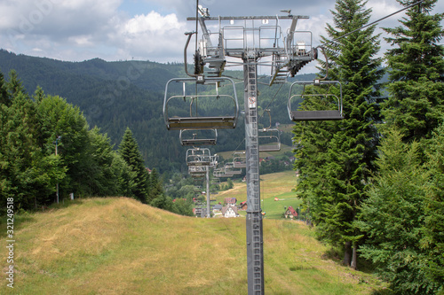 Wisla, Poland,28 June 2019: The Adam Malysz ski jumping hill in. photo