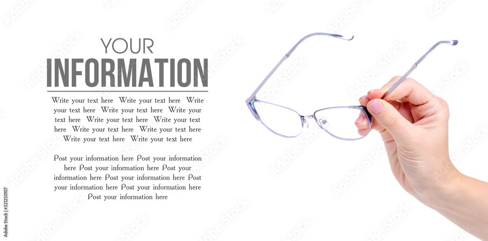glasses for vision in hand on a white background isolation, copy space glasses for vision in hand on a white background isolation, copy space