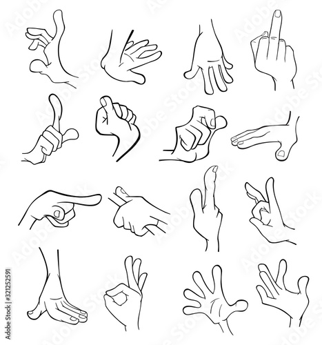 A Set of Vector Cartoon Illustrations. Hands with Different Gestures for you Design