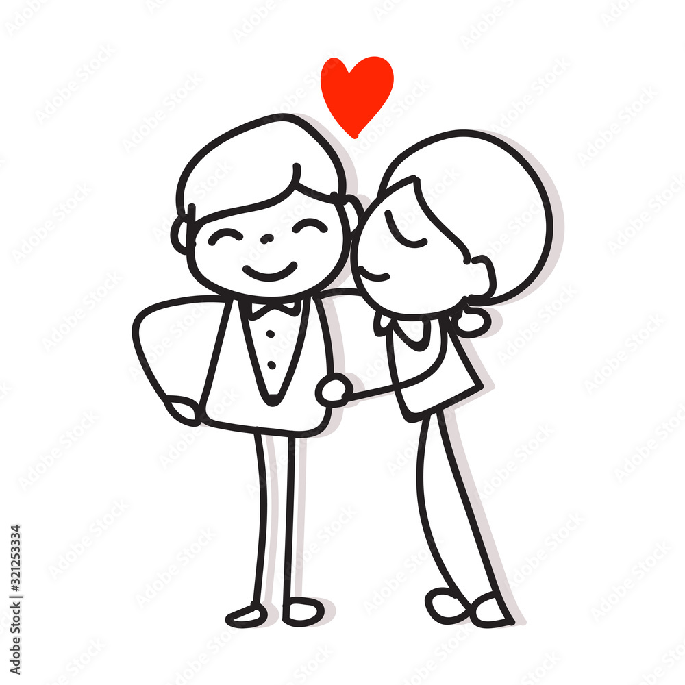 same sex couple lgbt love hand drawing cartoon character gay pride concept  Stock Vector | Adobe Stock