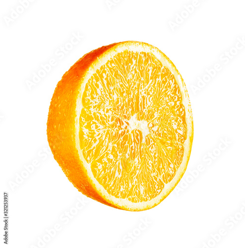 Orange half on white cutout background.