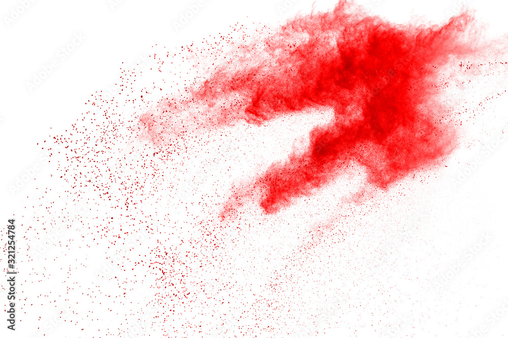 Red powder explosion on white background. Red powder explosion on white background.