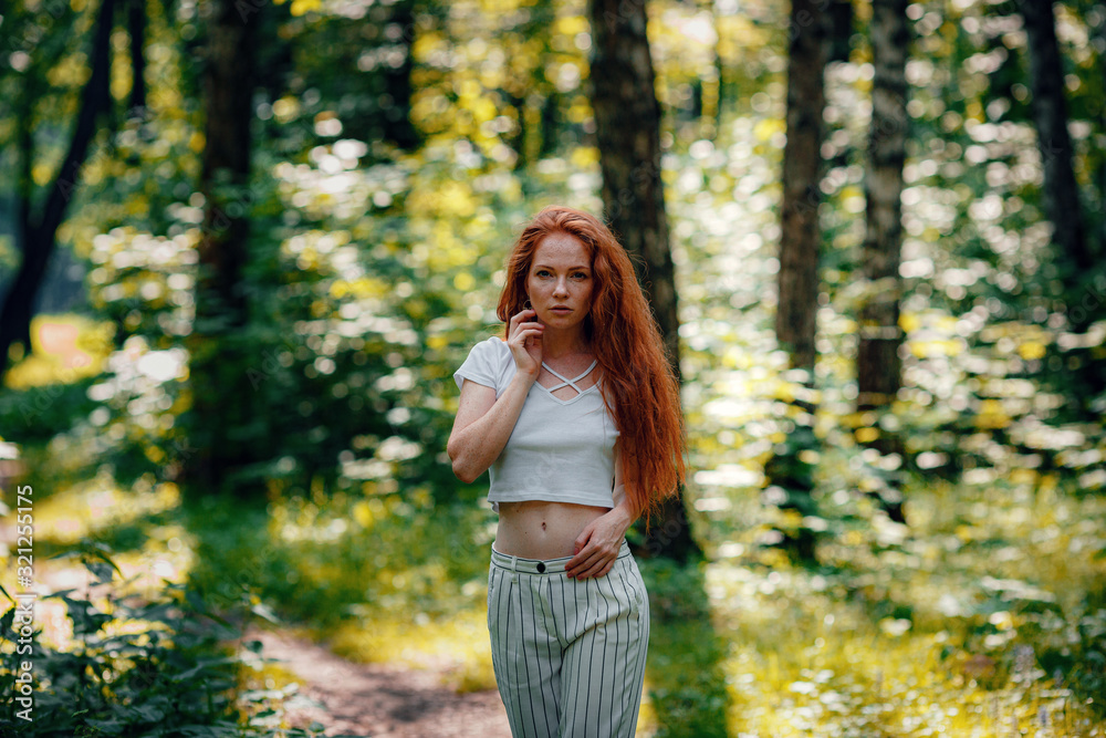 ginger charming woman young beautiful forest green ginger charming woman young beautiful forest green