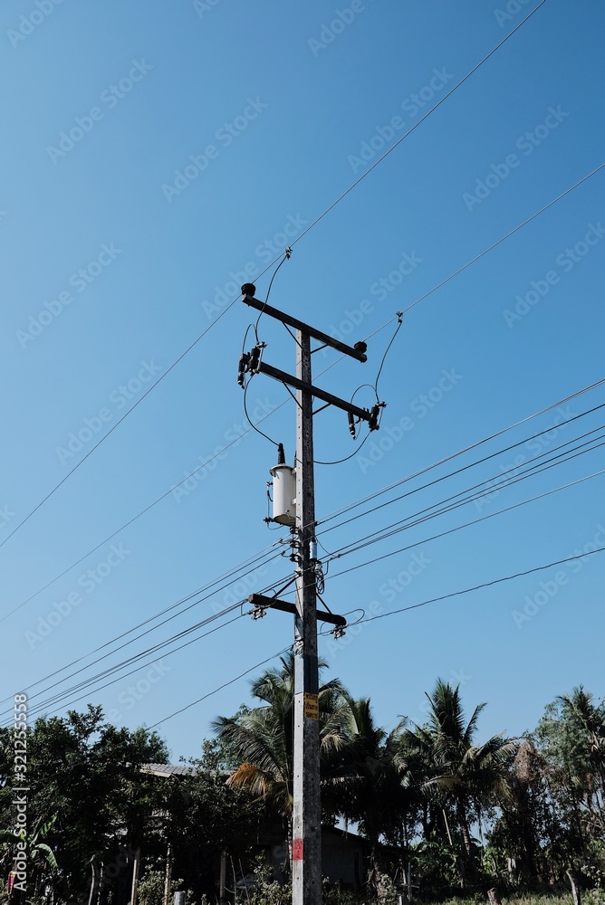 Obraz premium electric pole and wires
