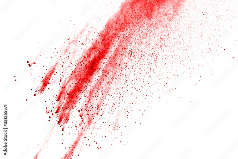 Red powder explosion on white background. Colored cloud. Colorful dust explode. Paint Holi. Red powder explosion on white background. Colored cloud. Colorful dust explode. Paint Holi.