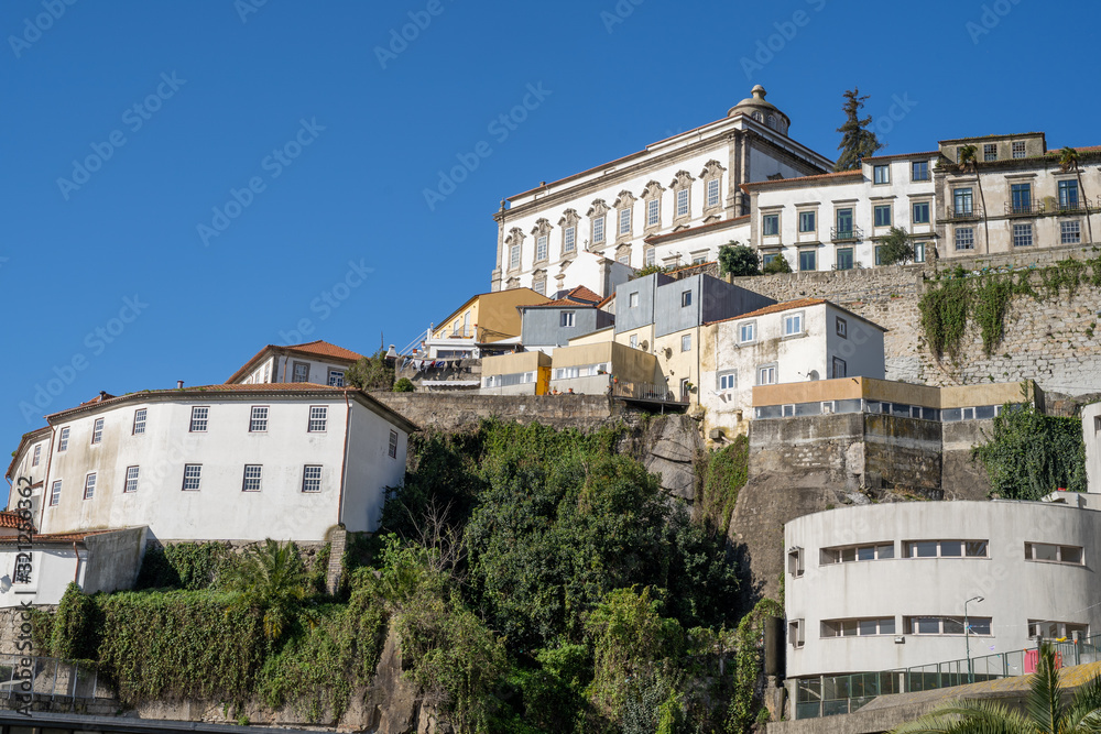 Porto, Portugal - Colorful buildings in the Ribeira district, Porto's historical area overlooking the Douro river and Vila Nova de Gaia