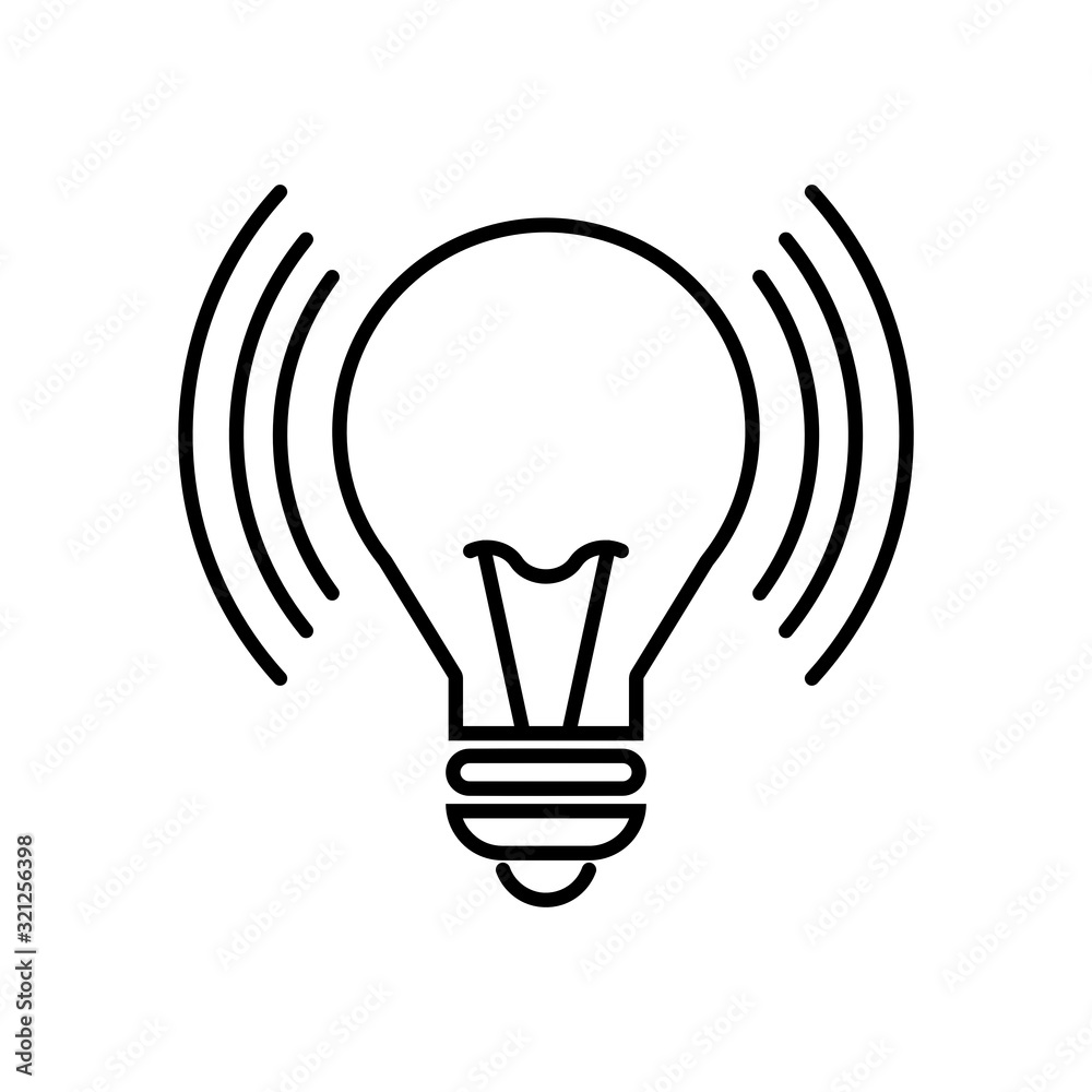 Electric light bulb icon. Outline thin line flat illustration. Isolated on white background. Electric light bulb icon. Outline thin line flat illustration. Isolated on white background.