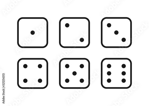 dice for game, eyes illustration, isolated icons set vector