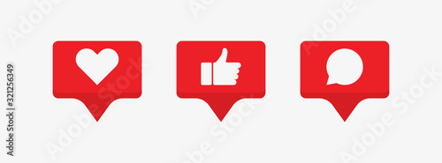 web template with counter isolated social comment, heart line icon, modern design, icon