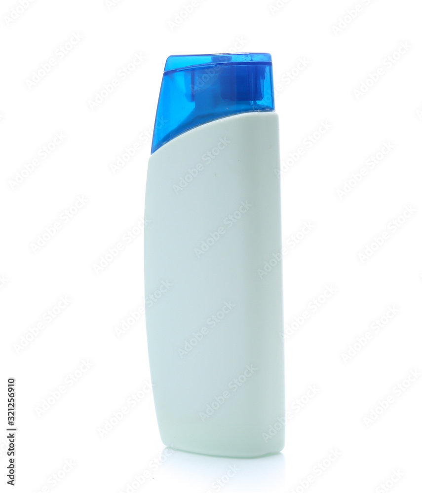 white Plastic bottle of shampoo isolated on white background white Plastic bottle of shampoo isolated on white background