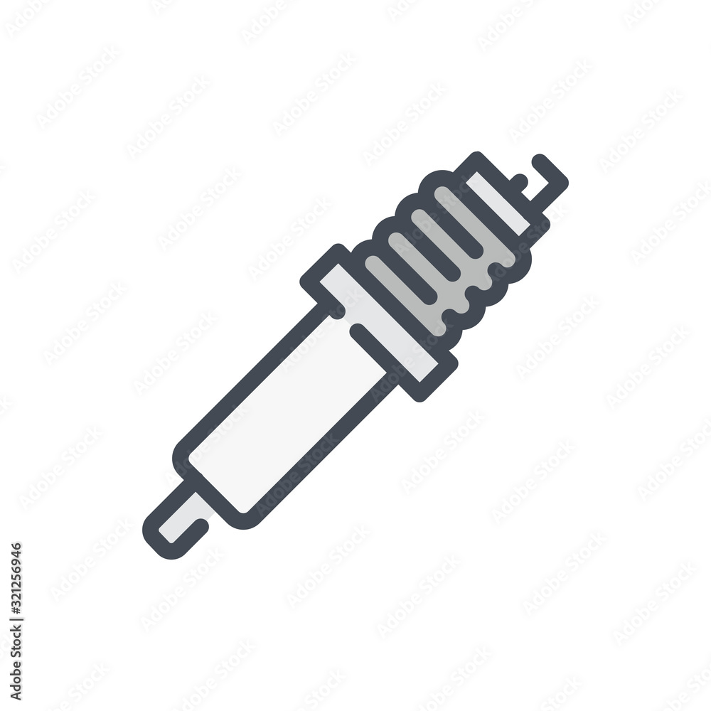 Spark plug color line icon. Car engine spark plug vector outline colorful sign. Spark plug color line icon. Car engine spark plug vector outline colorful sign.