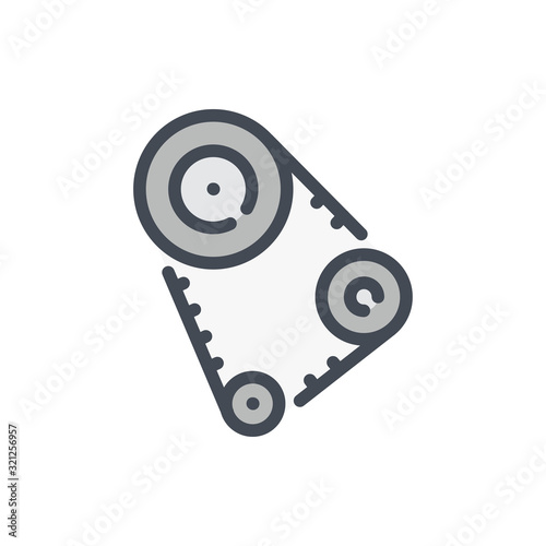 Timing belt color line icon. Car generator belt vector outline colorful sign.