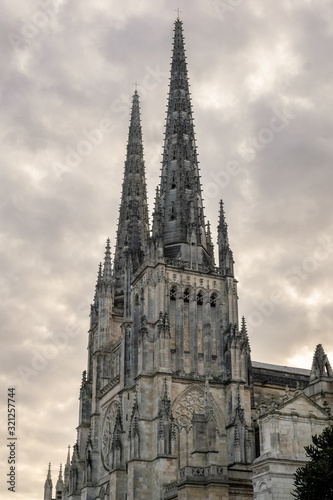 Gothic cathedral towers of Saint Andre in Bordeaux, New Aquitaine, France