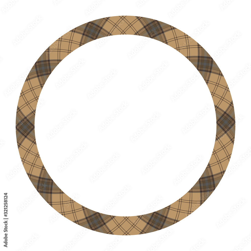 Circle borders and frames vector. Round border pattern geometric vintage frame design. Scottish tartan plaid fabric texture. Template for gift card, collage, scrapbook or photo album and portrait.. Circle borders and frames vector. Round border pattern geometric vintage frame design. Scottish tartan plaid fabric texture. Template for gift card, collage, scrapbook or photo album and portrait..