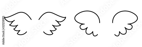 Wings vector set with angel or bird wing icon isolated on white background 