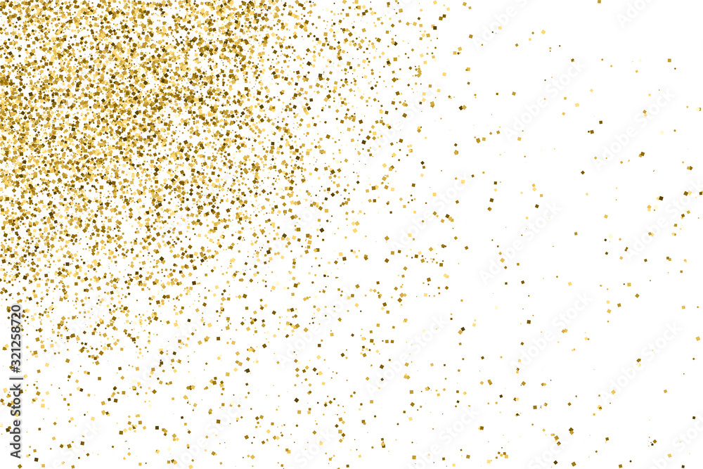 Gold Glitter Texture Isolated On White. Amber Particles Color. Celebratory Background. Golden Explosion Of Confetti. Vector Illustration, Eps 10.