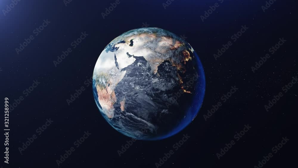 Beautiful sunrise world skyline. Planet earth from space. Planet earth rotating animation. Clip contains space, planet, galaxy, stars, cosmos, sea, earth, sunset, globe. 4k 3D Render. Images from NASA Beautiful sunrise world skyline. Planet earth from space. Planet earth rotating animation. Clip contains space, planet, galaxy, stars, cosmos, sea, earth, sunset, globe. 4k 3D Render. Images from NASA