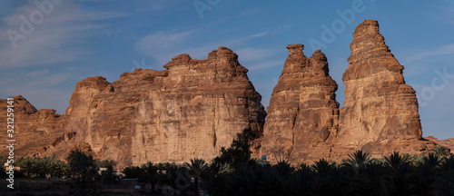 Geological rock strata  outcrops  at the ancient oasis       of Al Ula  Saudi Arabia