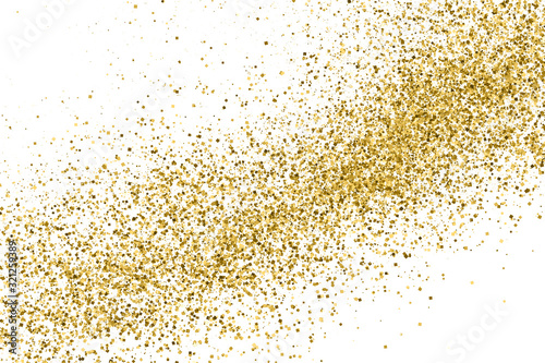Gold Glitter Texture Isolated On White. Amber Particles Color. Celebratory Background. Golden Explosion Of Confetti. Vector Illustration  Eps 10.