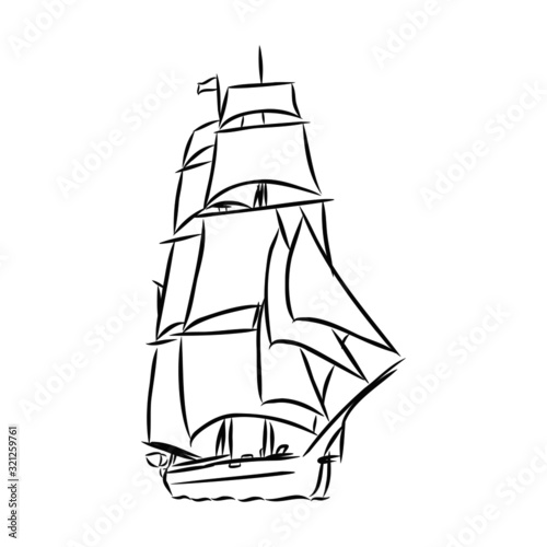 sailing yacht, icon vector sketch illustration