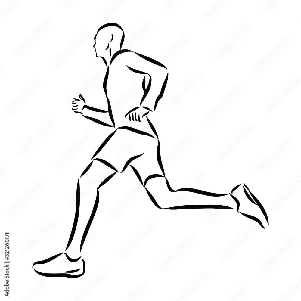 running athlete, vector sketch illustration