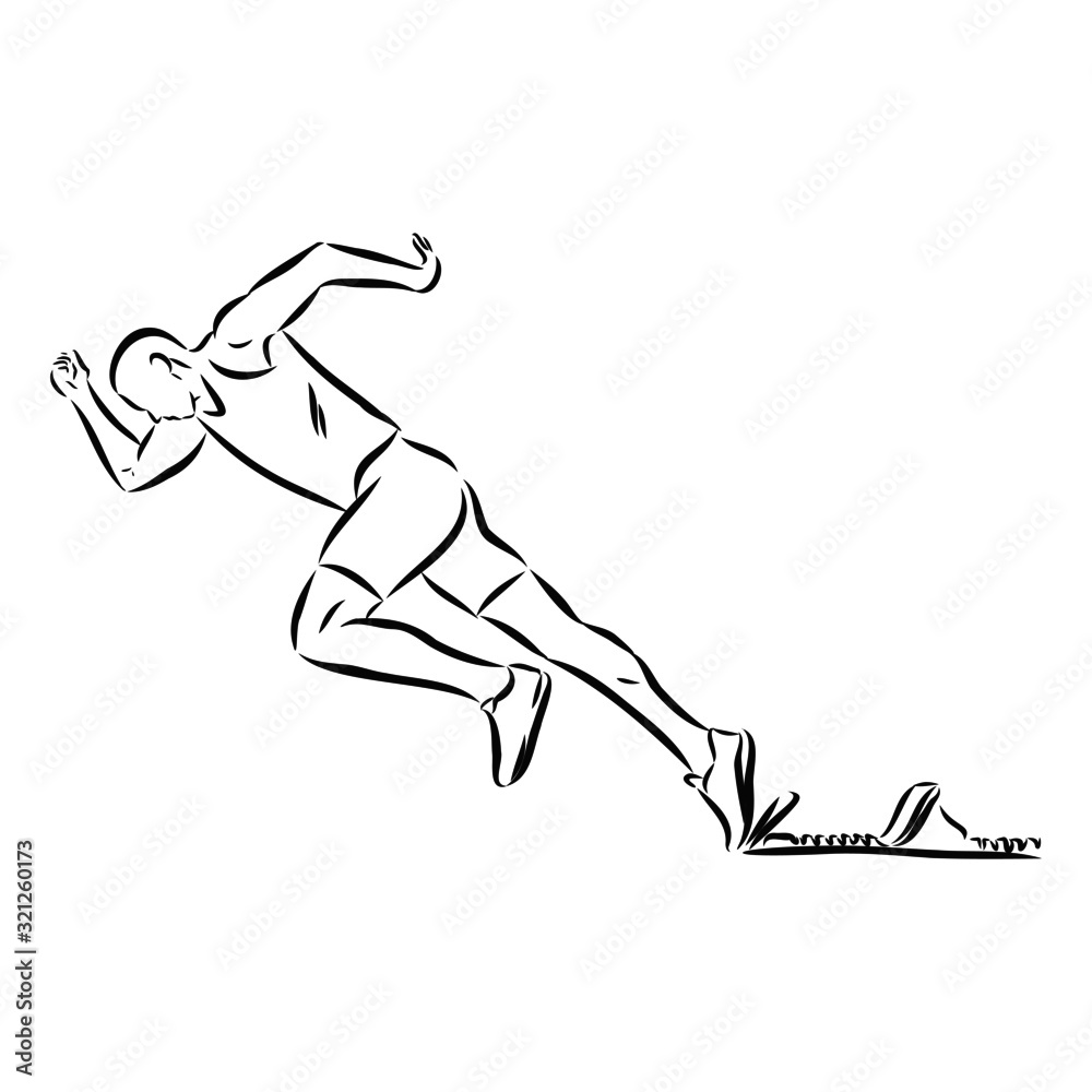 running athlete, vector sketch illustration