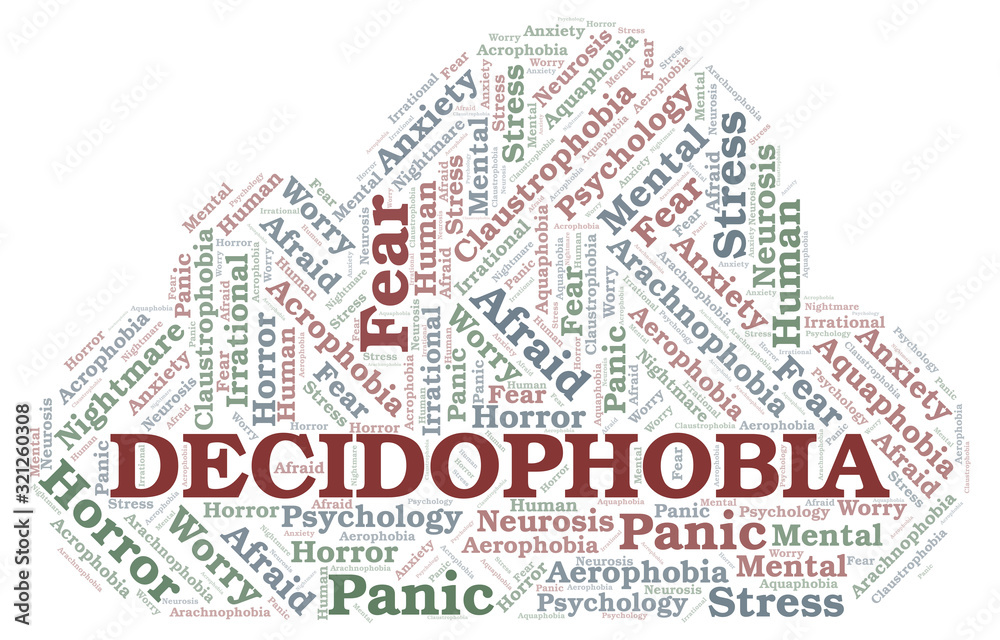 Obraz premium Decidophobia word cloud.