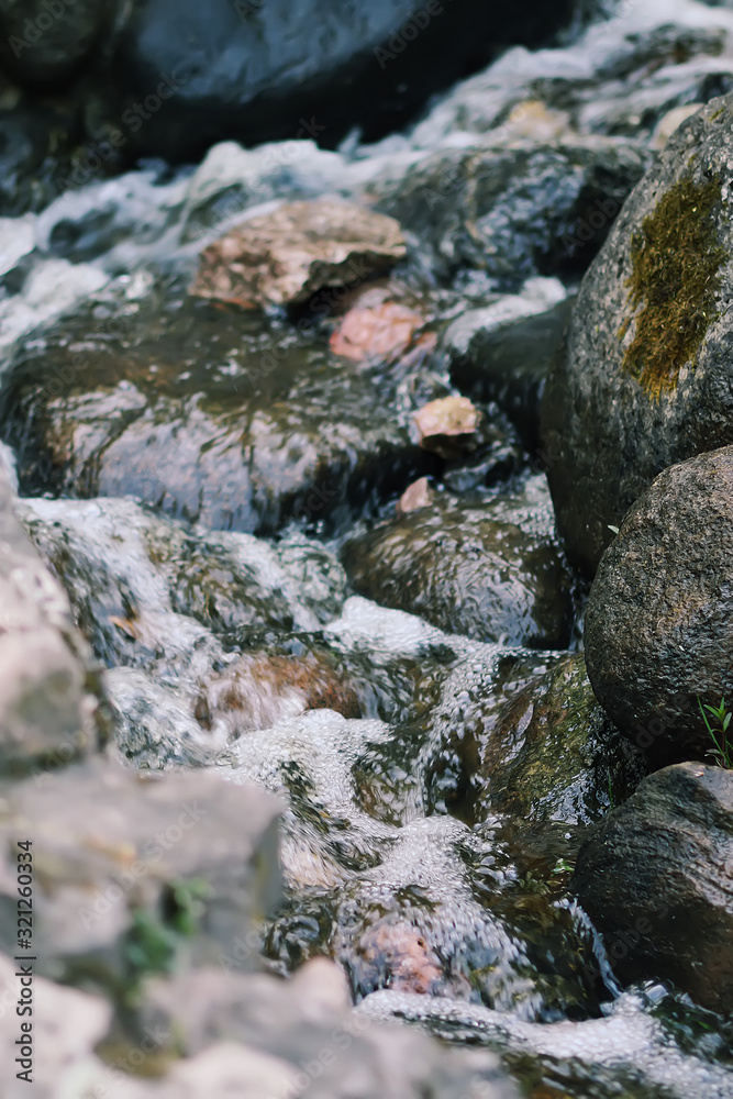 Flowing water on Bastion hill in Riga, Latvia, East Europe