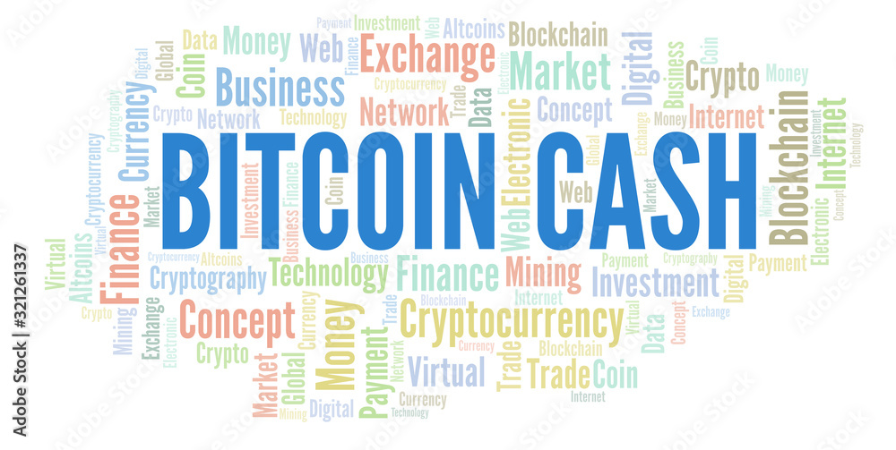 Fototapeta premium Bitcoin Cash cryptocurrency coin word cloud.