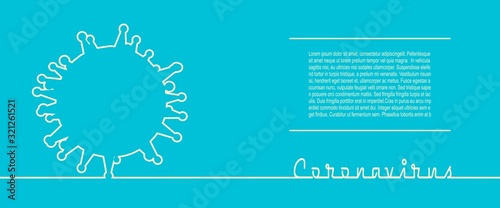 Abstract virus silhouette and Coronavirus text in thin line style. Coronavirus virus danger relative illustration. Medical research theme. Virus epidemic alert