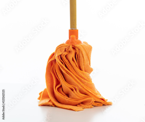 Tableau sur toile Cleaning floor mop isolated against white background.