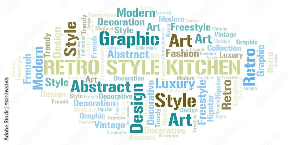 Retro Style Kitchen word cloud.