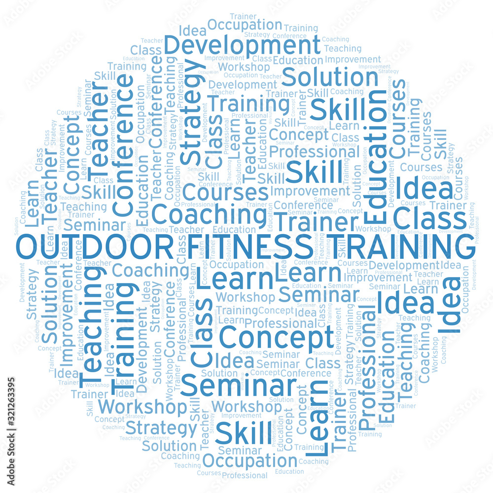 Outdoor Fitness Training word cloud. Outdoor Fitness Training word cloud.