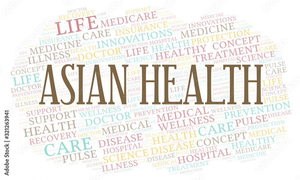 Fototapeta premium Asian Health word cloud.