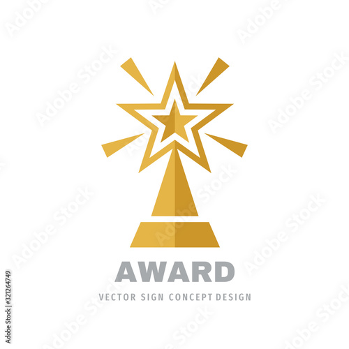 Award winner prize cup logo design. Star rating icon. 