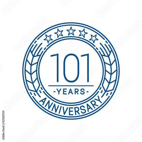 101 years anniversary celebration logo template. Line art vector and illustration.