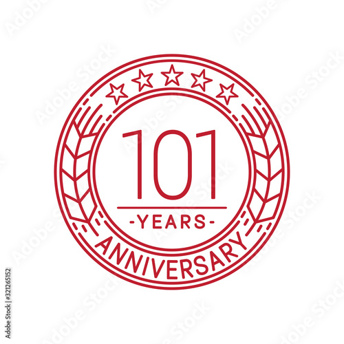 101 years anniversary celebration logo template. Line art vector and illustration.